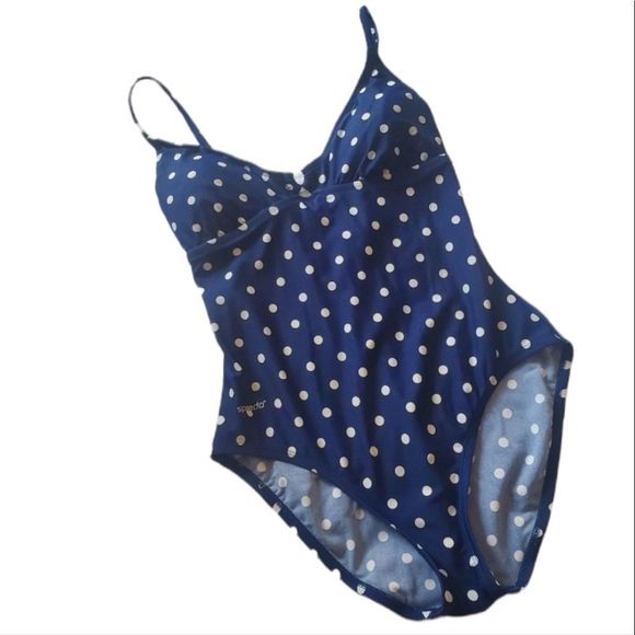 Speedo Swim Speedo Navy Blue Polkadot Onepiece Swimsuit M Poshmark